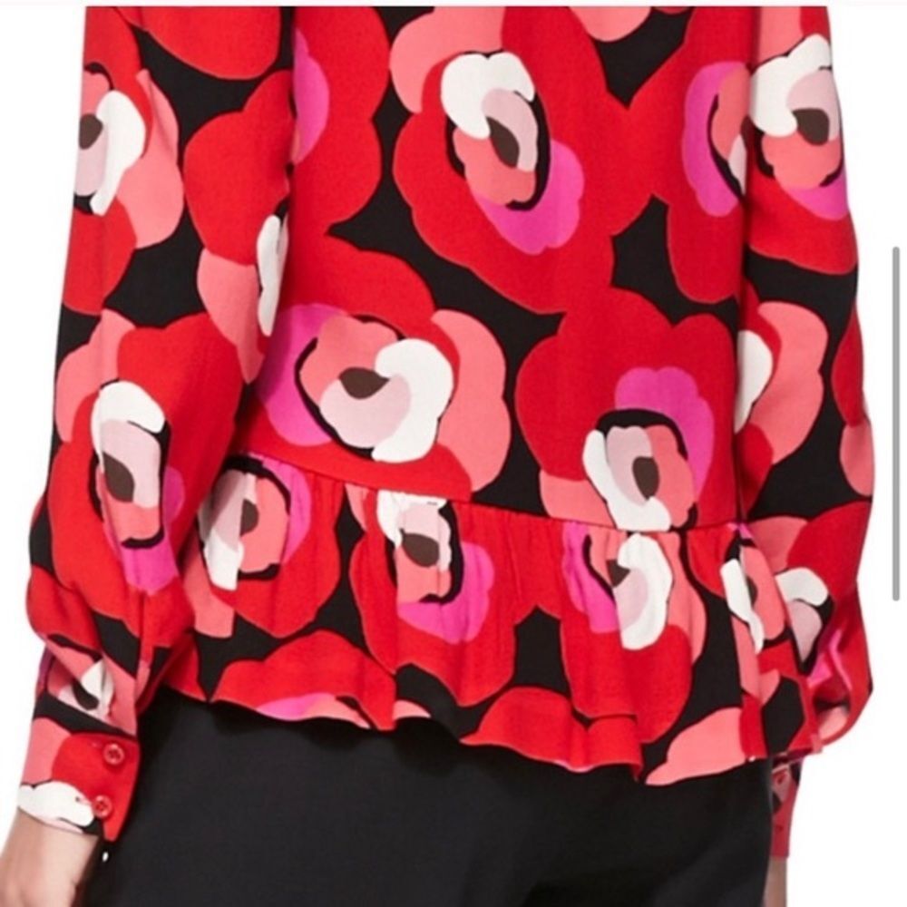 🌟 Kate Spade Deco Rose Peplum Sz S - Picture 2 of 8